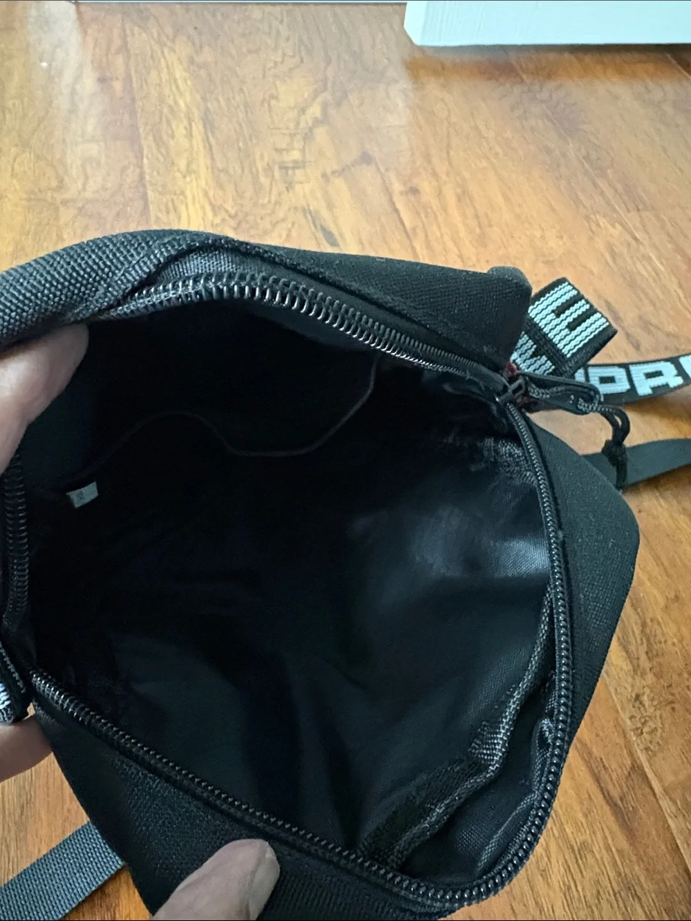 Supreme Black Crossbody Shoulder Bag with Branded Strap